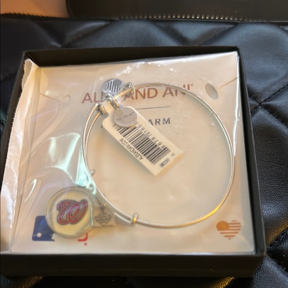 Alex and Ani Silver Baseball Charm Bracelet